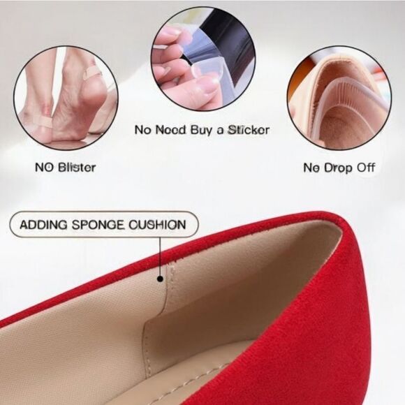 MUSSHOE Chic Red Pointed Flats 6.5 - Picture 6 of 6